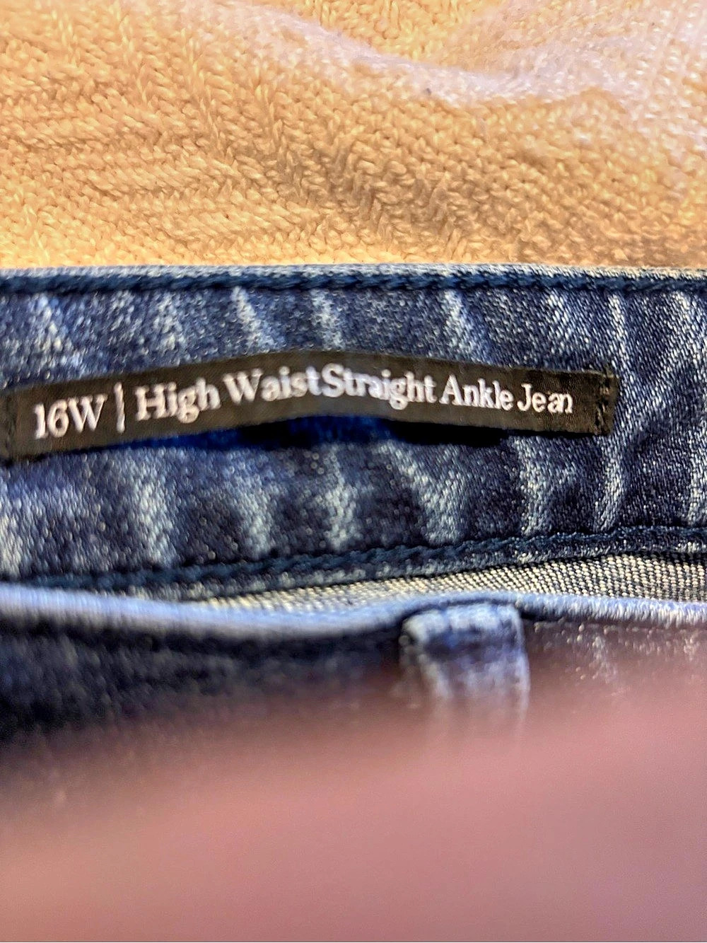 Talbots Sequin Stripe Straight Leg Jeans - Stardust Wash Blue & Black Waist 16W